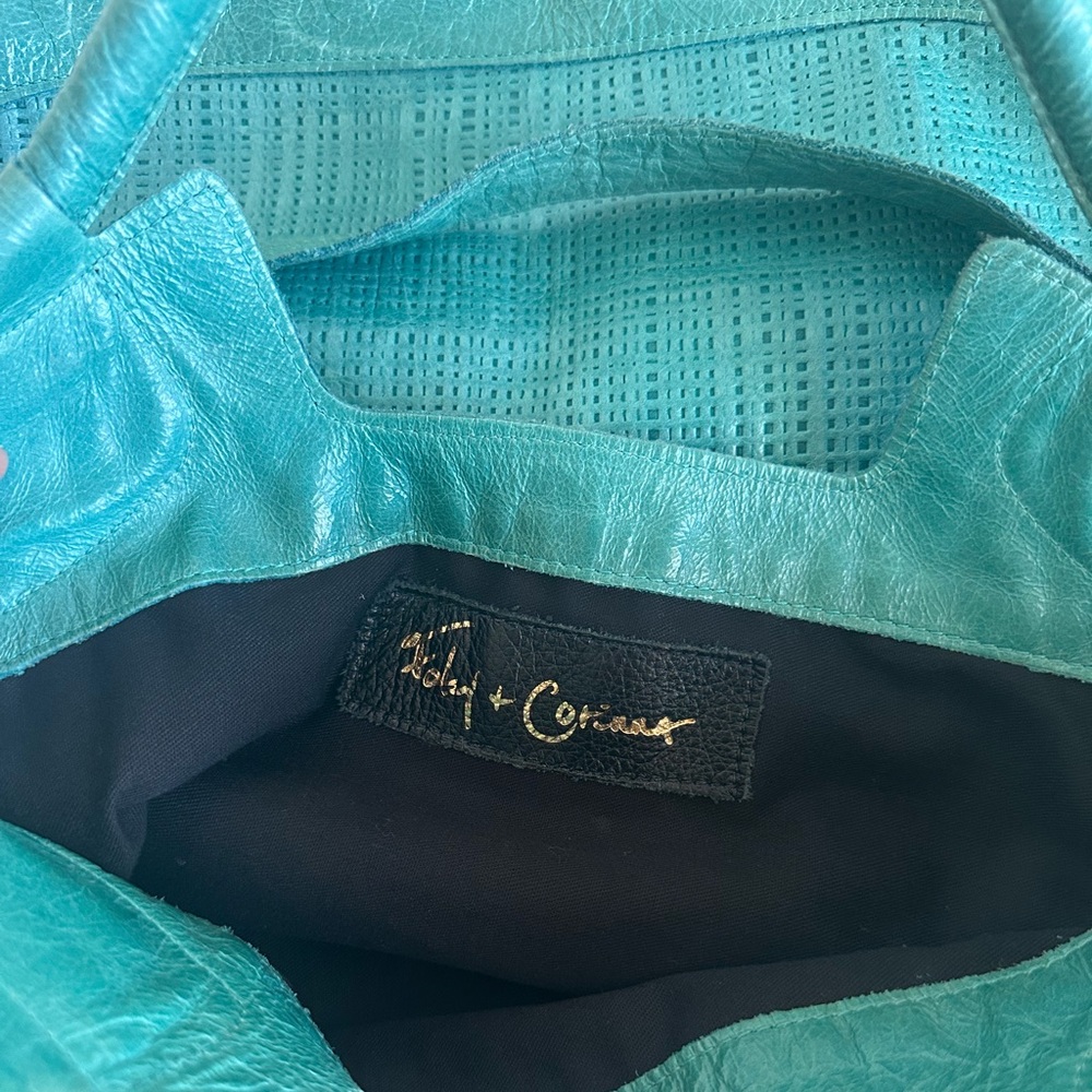 Foley & Corinna Mid City Turquoise Leather Convertible Bag - Picture 3 of 14